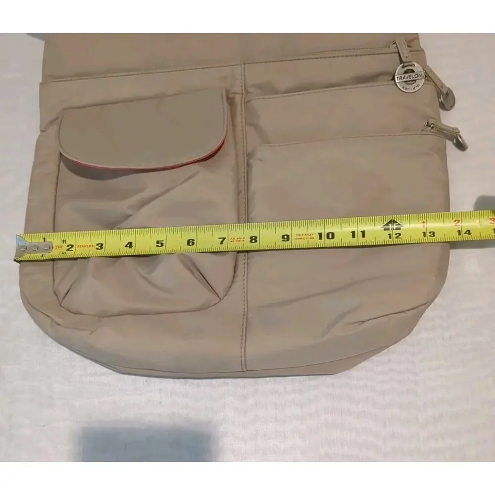 Travelon Crossbody Shoulder Bag Beige Anti-Theft Safe Travel Bag